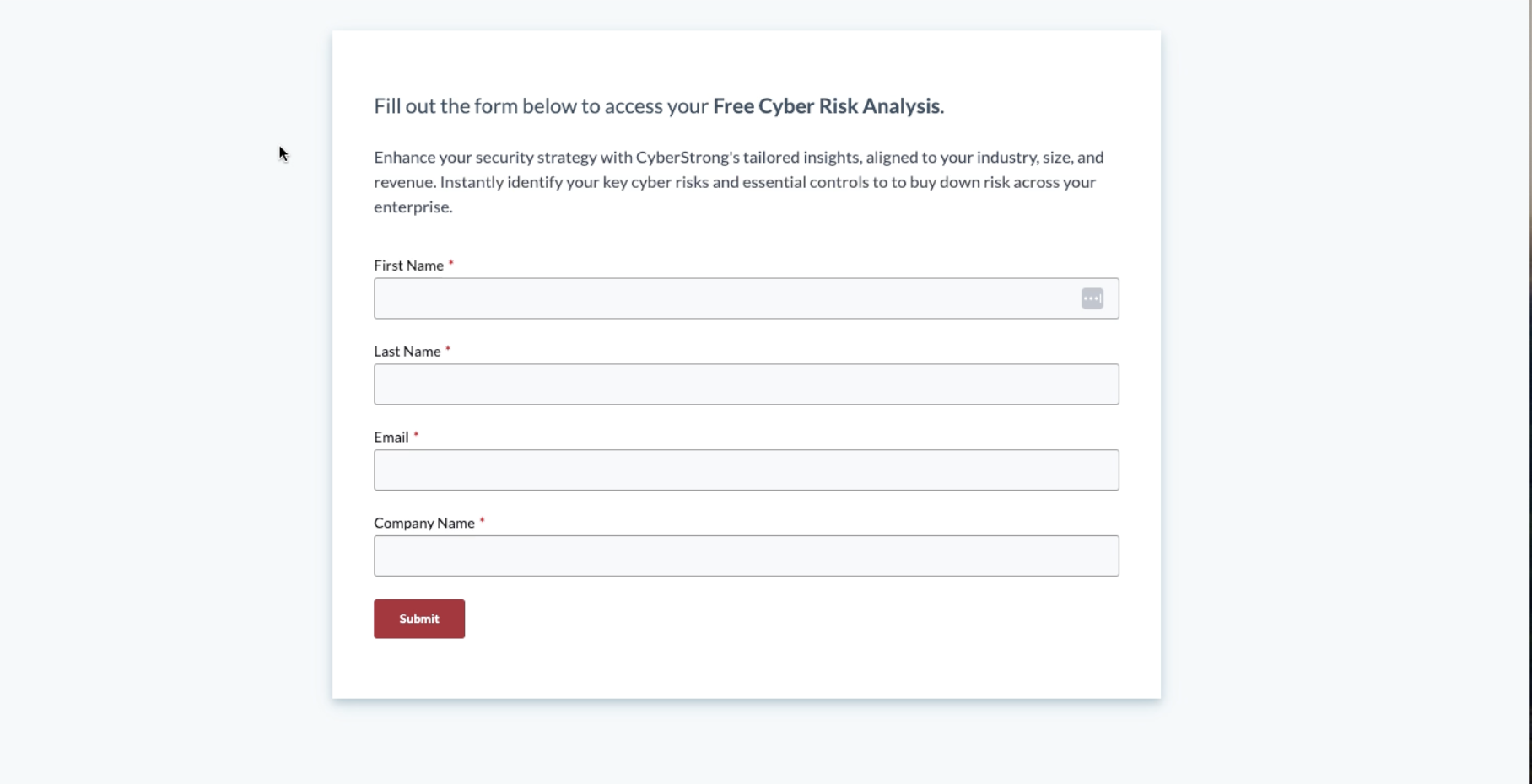 Free Cyber Risk Analysis Step 1